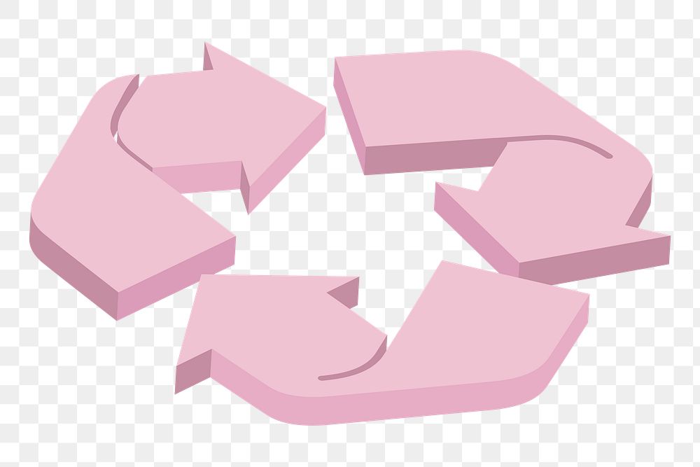 Pink recycle png 3D illustration, transparent background