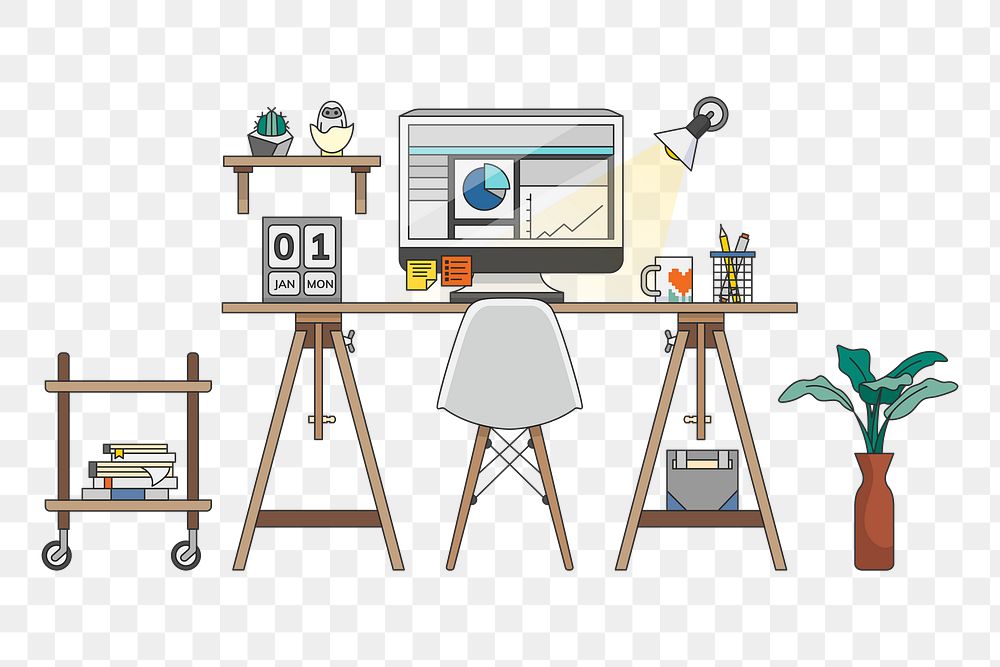 Desk png illustration, transparent background