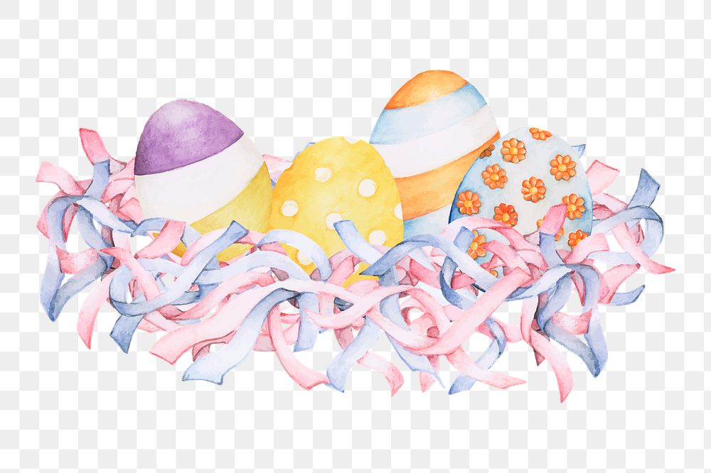  Easter eggs png watercolor element, transparent background