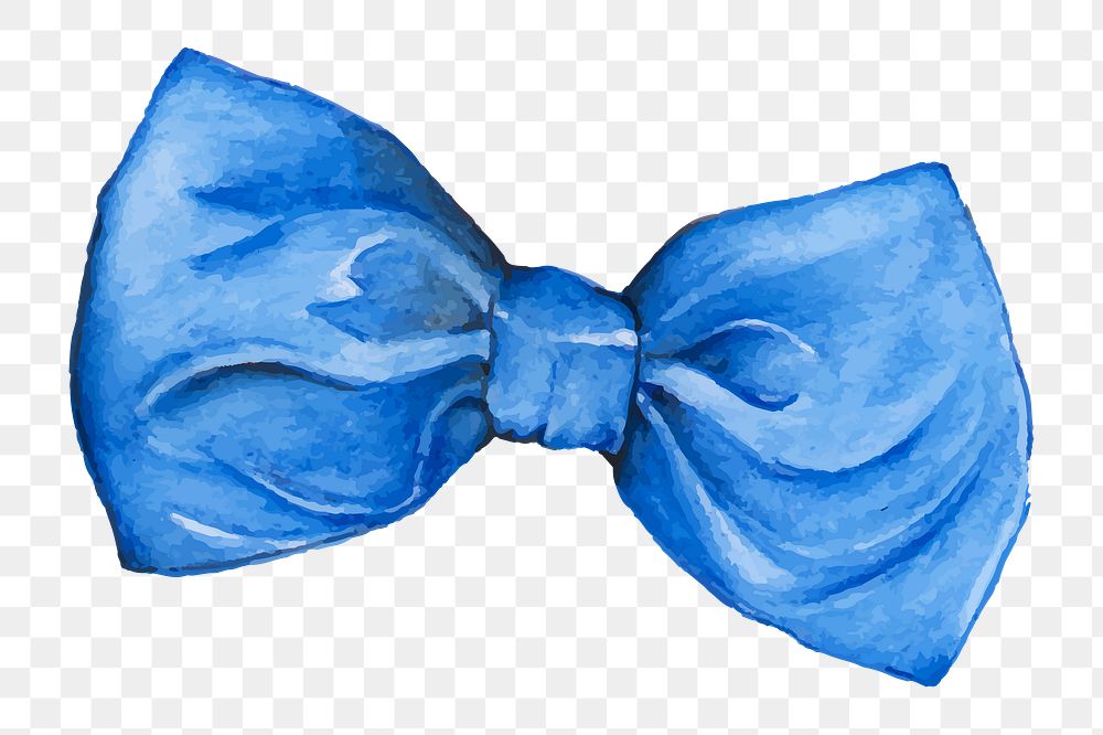  Blue ribbon png watercolor element, transparent background