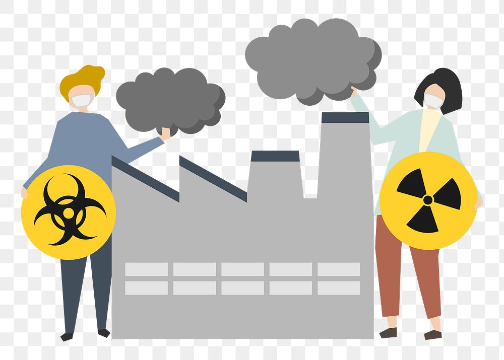Factory pollution png illustration, transparent background
