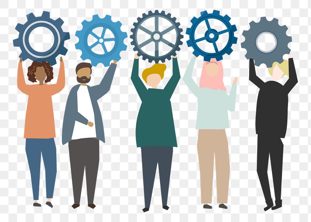 Teamwork gears png illustration, transparent background