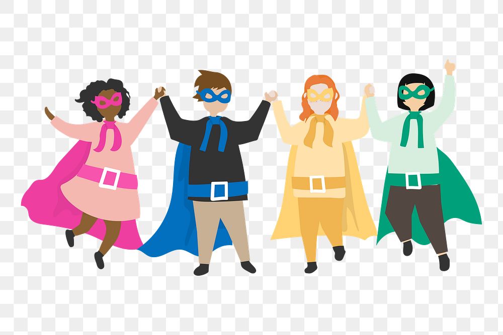 Superhero kids png illustration, transparent background