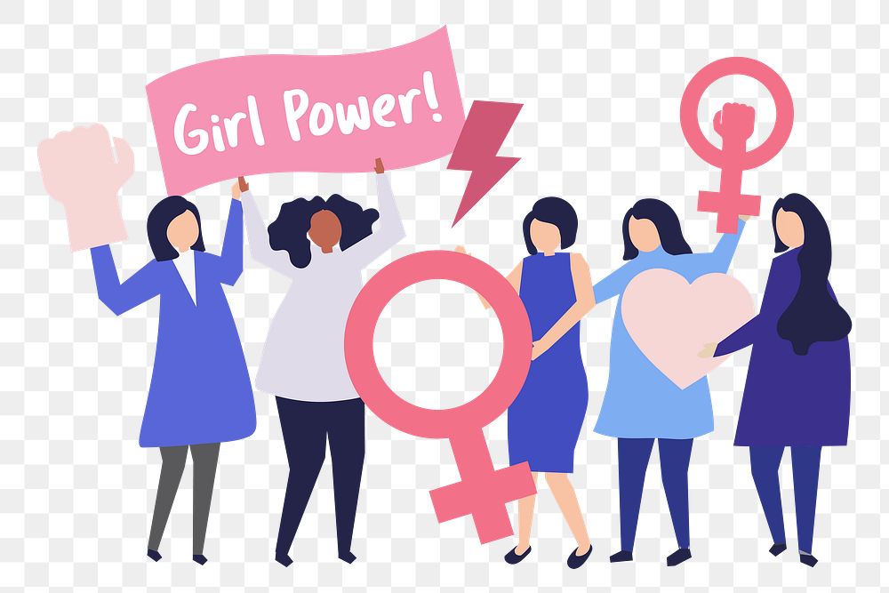Girl power png illustration, transparent background