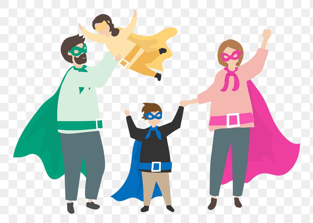 Superhero family png illustration, transparent background