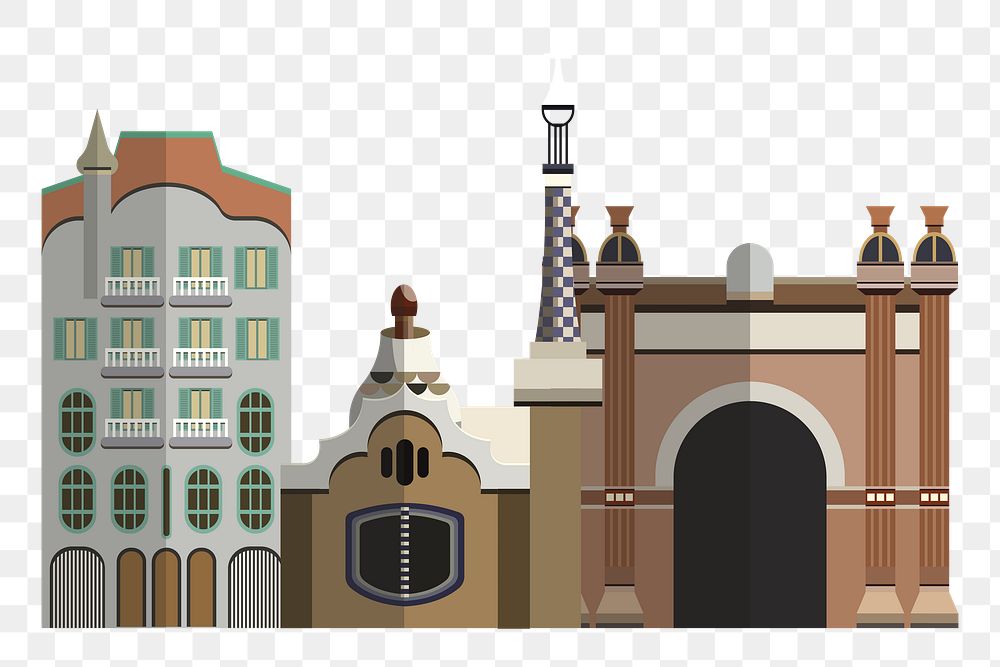 Buildings in Barcelona png illustration, transparent background