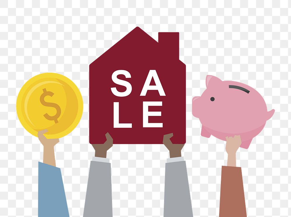 House for sale png, transparent background