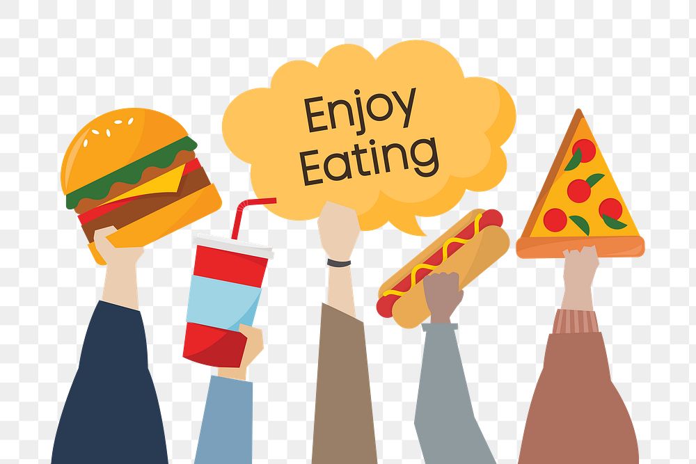 Enjoy eating png, transparent background