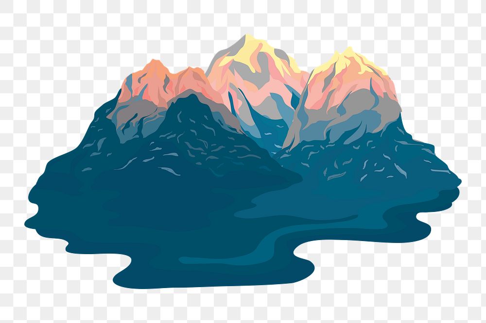 Png Painted mountain illustration element, transparent background