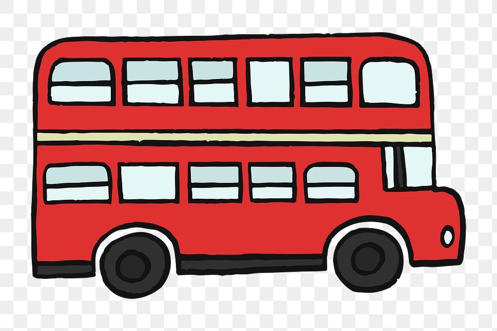 Png red London bus  sticker, transparent background