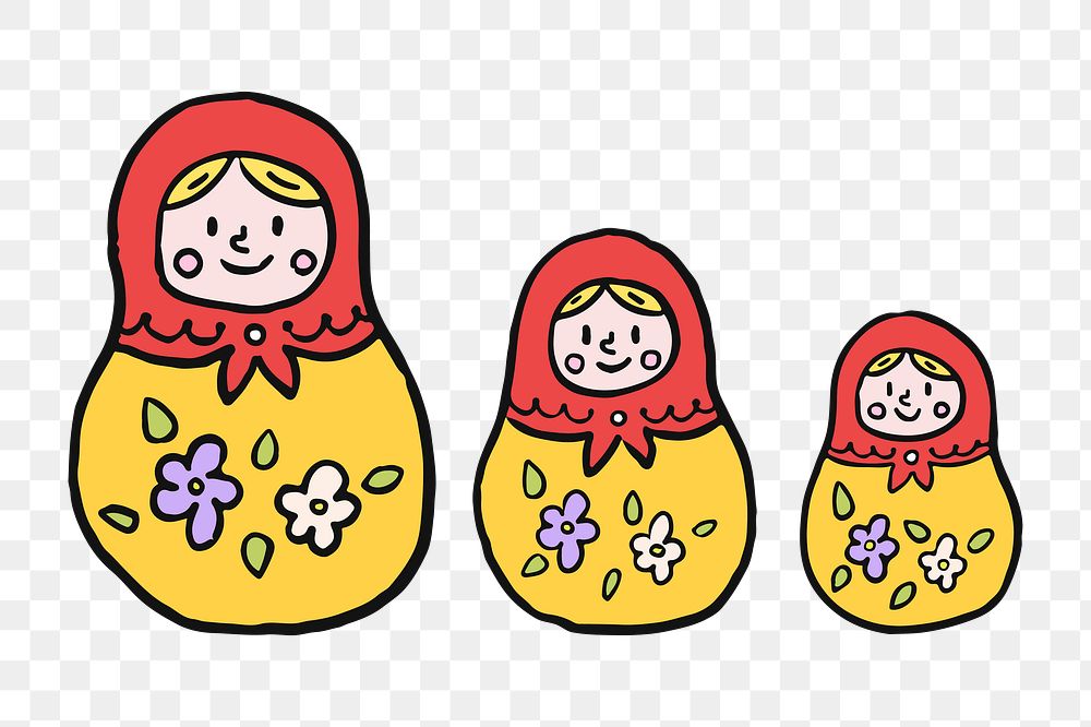 Png Russian nesting doll  sticker, transparent background