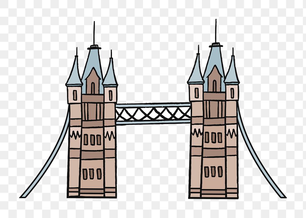 Png Tower Bridge doodle   sticker, transparent background