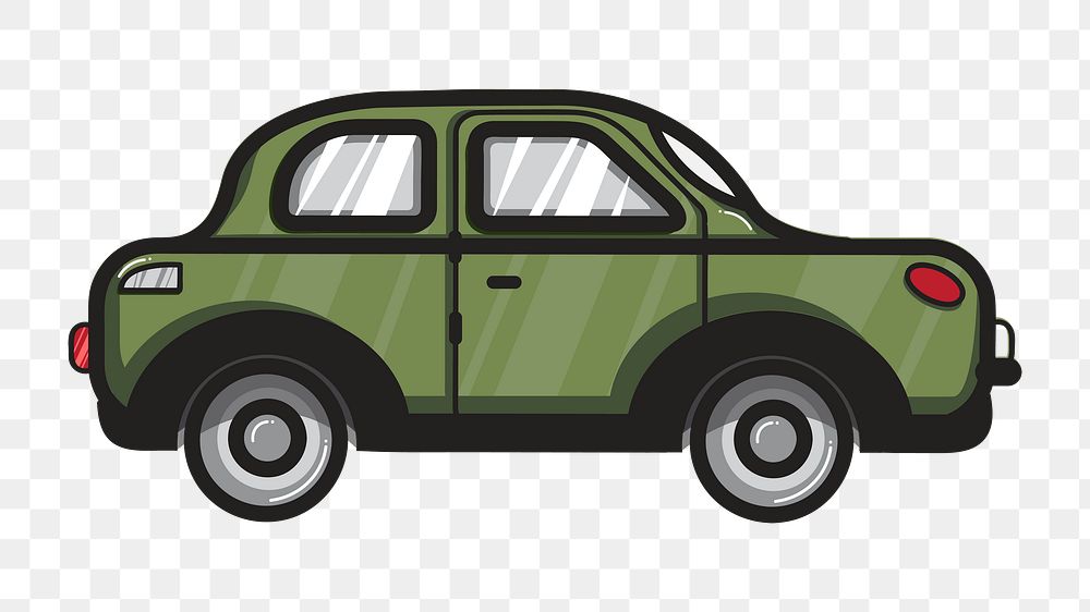 Png green sedan car illustration, transparent background