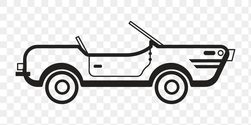 Png simple convertible car illustration, transparent background