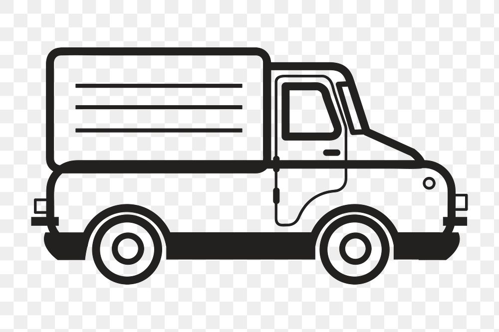 Png simple box truck illustration, transparent background