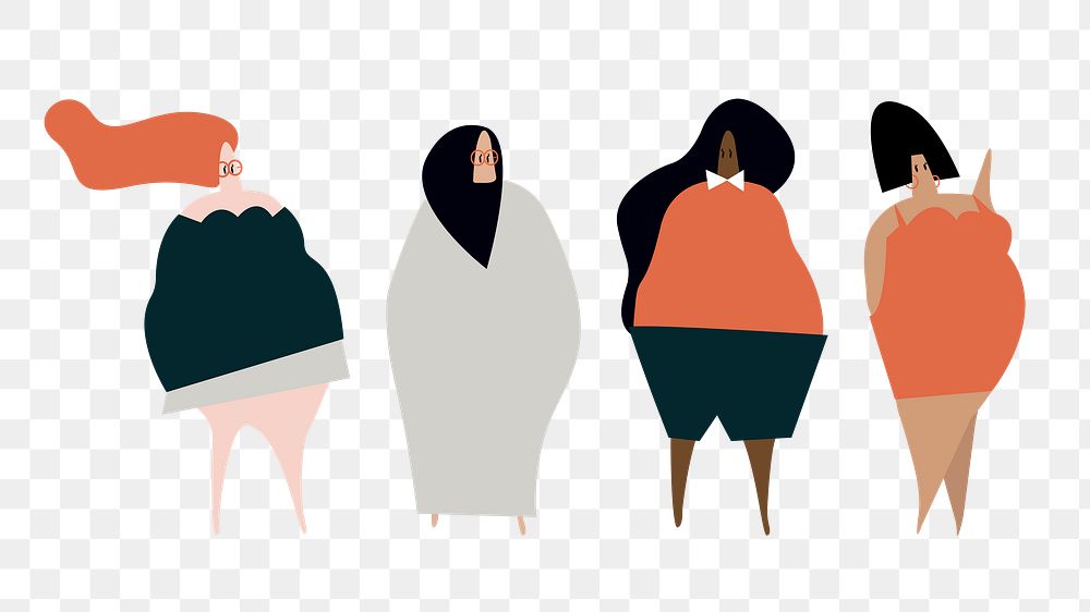Plus size women character png, transparent background