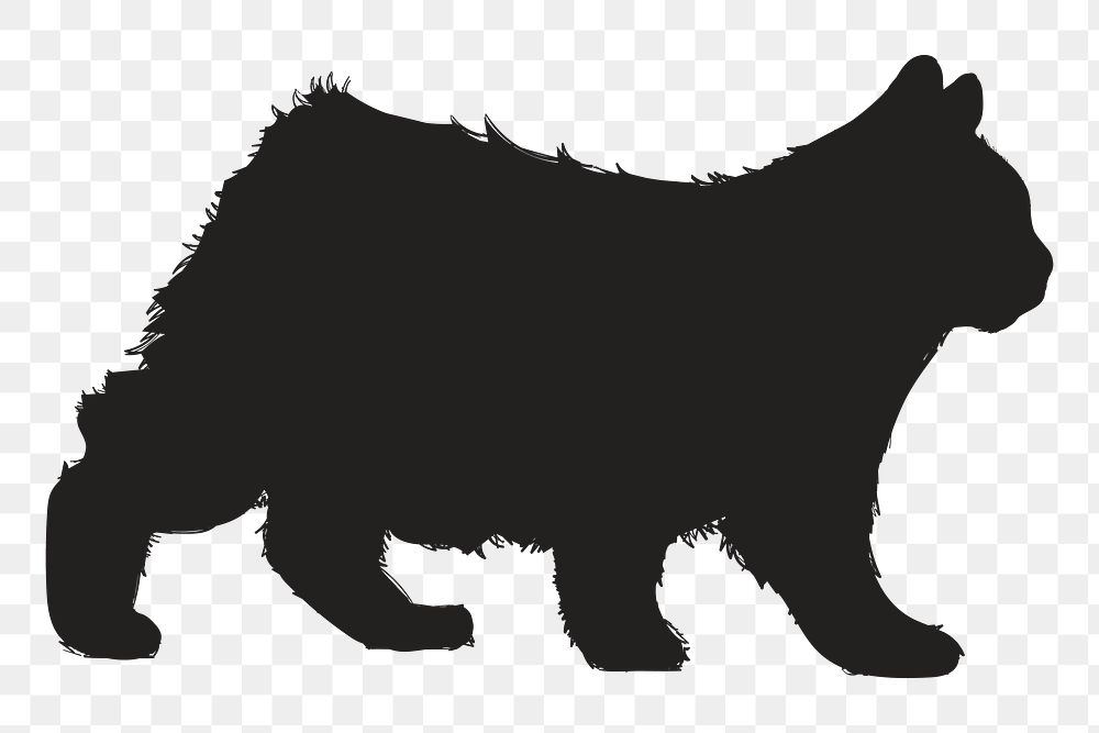 Png cat side view silhouette, transparent background