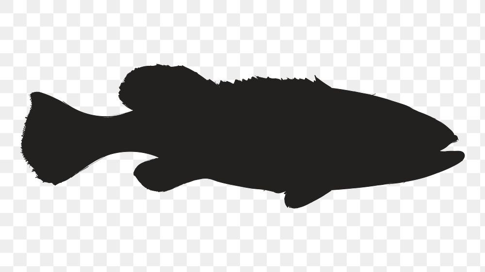 Png fish silhouette, transparent background