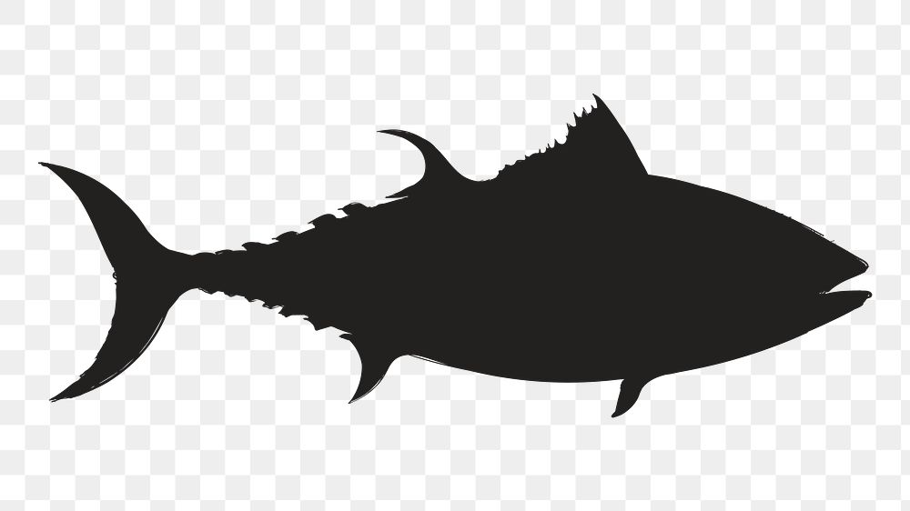 Png tuna fish silhouette, transparent background