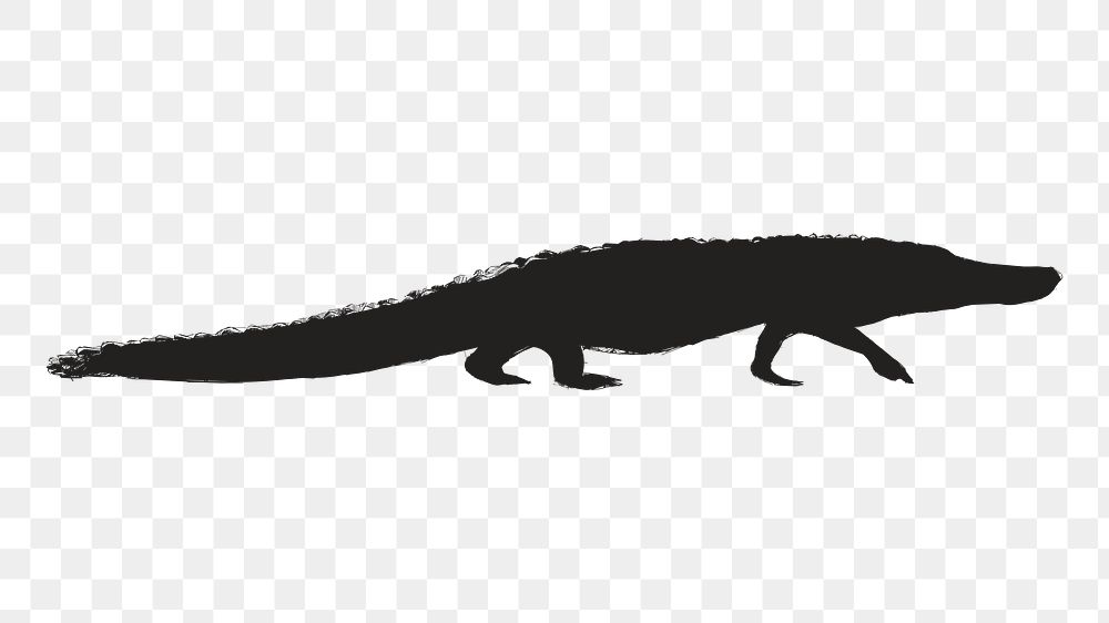 Png crocodile silhouette, transparent background