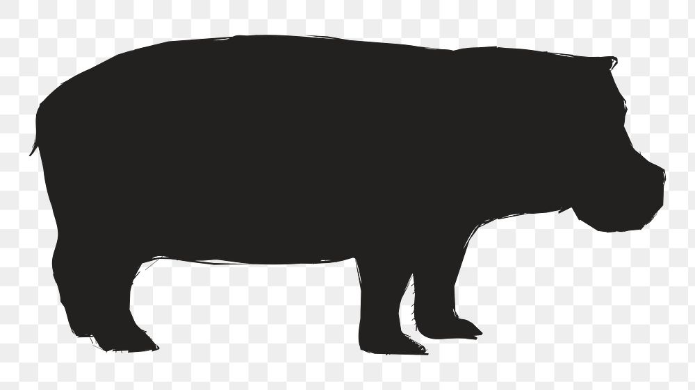 Png hippopotamus silhouette, transparent background