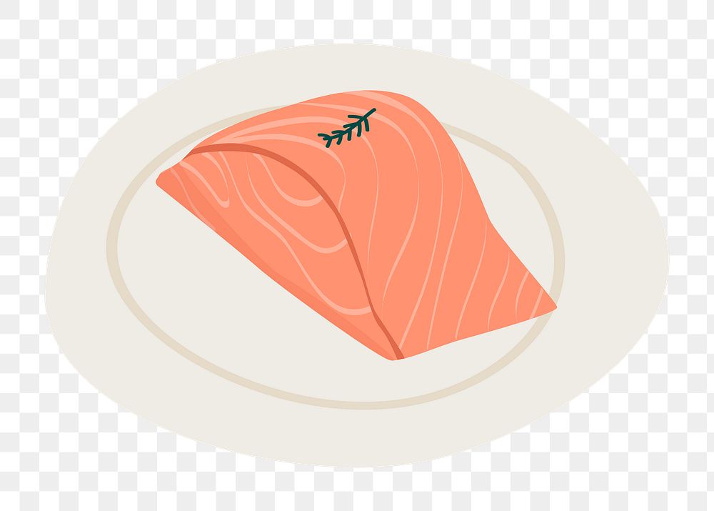 Png raw salmon plate  sticker, transparent background
