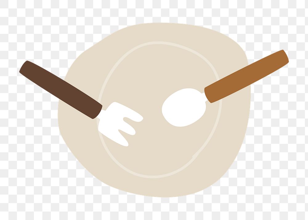 Png brown eating utensils  sticker, transparent background