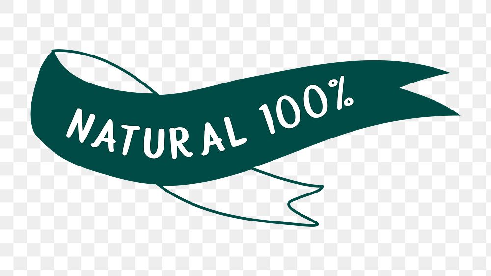 Png natural 100% word banner, transparent background