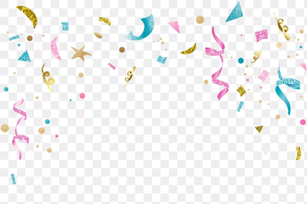 Png festive confetti border, transparent background