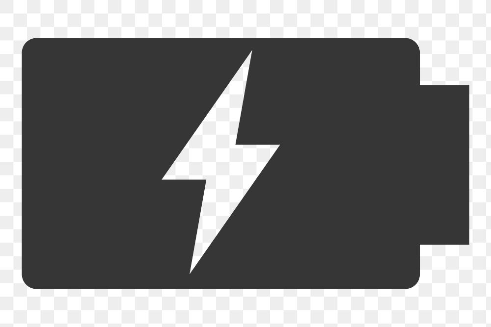 Battery charging with thunderbolt   png icon, transparent background