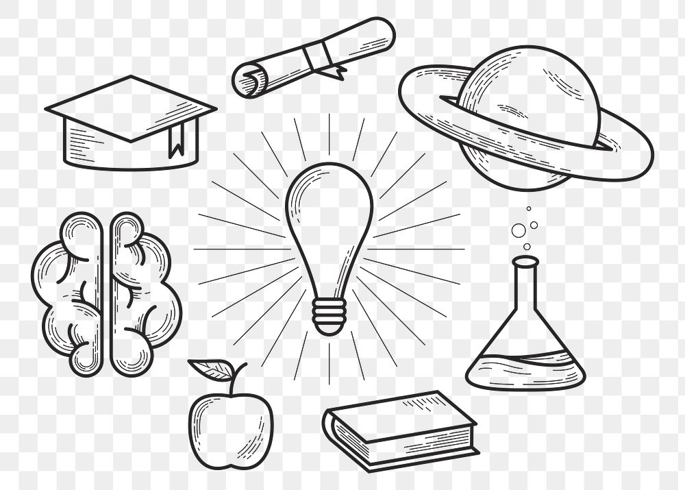 Education icons png, transparent background