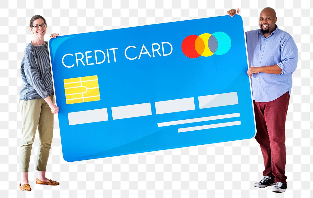 Png Couple & credit card, transparent background