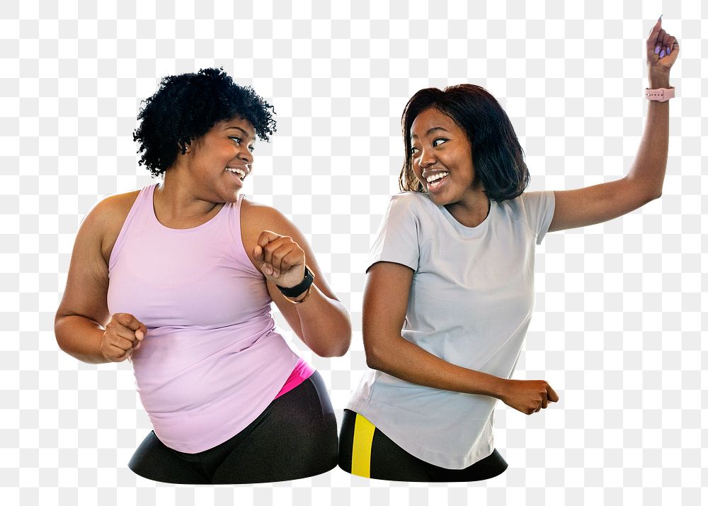 Black women dancing png, transparent background