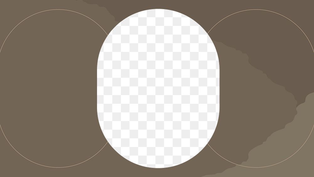 Brown half oval frame png on transparent background