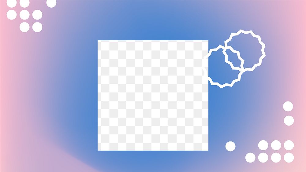 Png pink blue aesthetic gradient  frame on transparent background