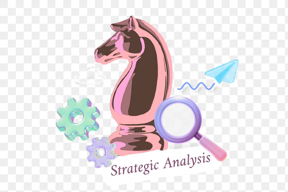 Strategic analysis png collage remix, transparent background