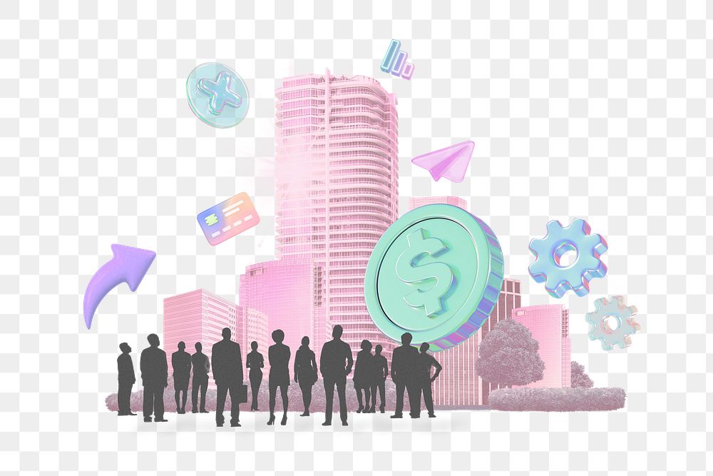 Business investment png collage remix, transparent background