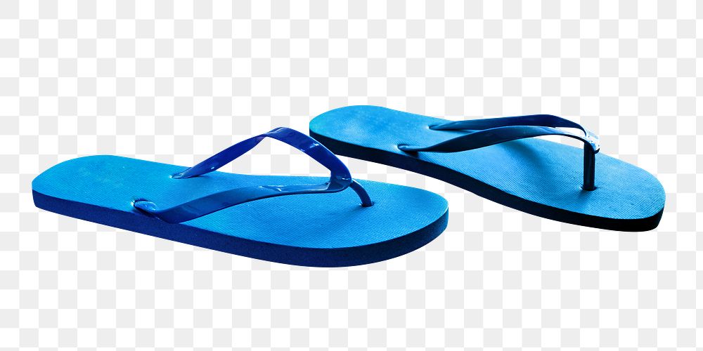 Blue flipflops png, isolated object, transparent background