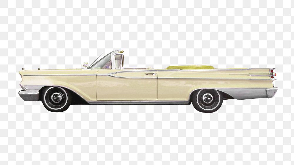 Png beige vintage car, isolated object , transparent background