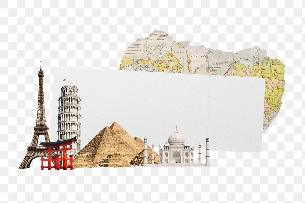 Famous landmarks png sticker, transparent background