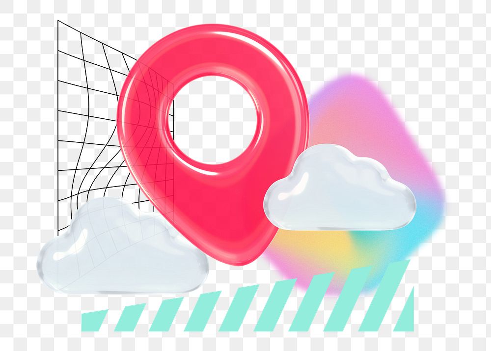 Creative location pin png, 3D remix, transparent background