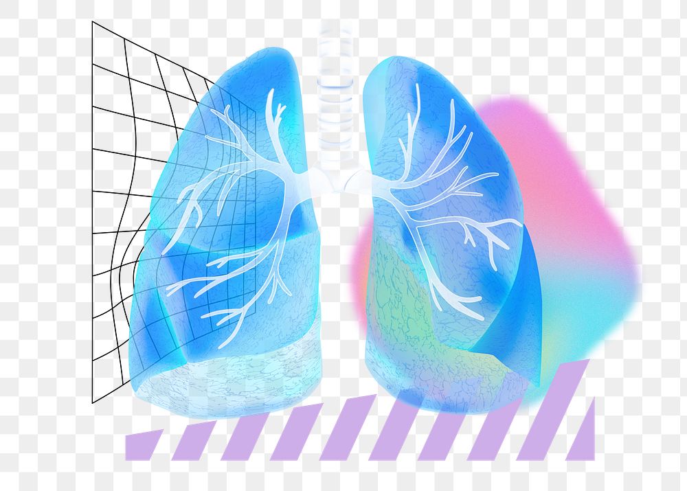 Clean lungs png, health technology remix, transparent background