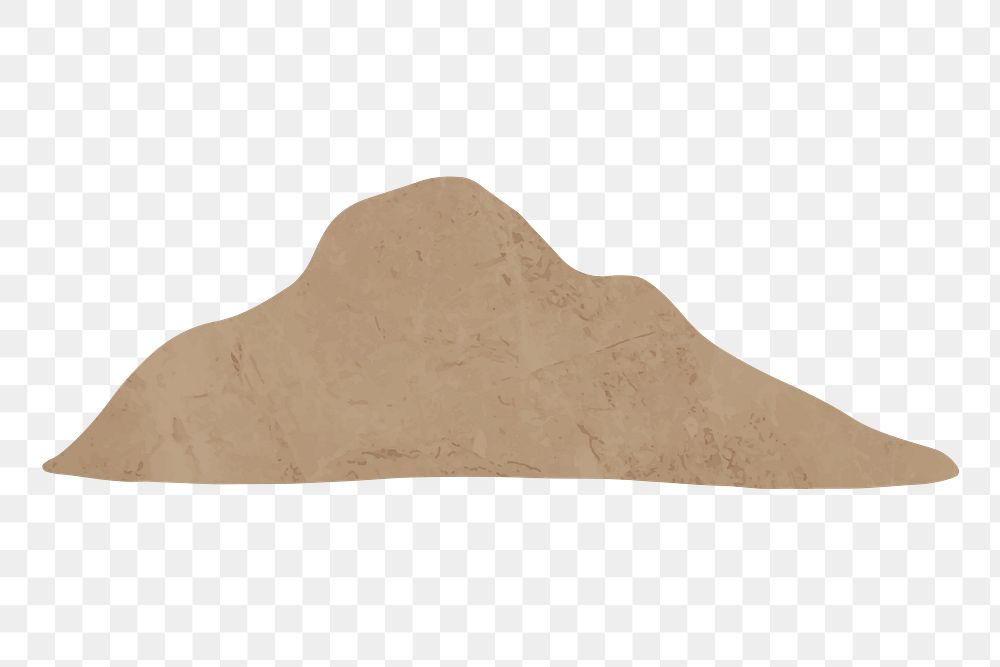Mountain element png, brown texture, transparent background