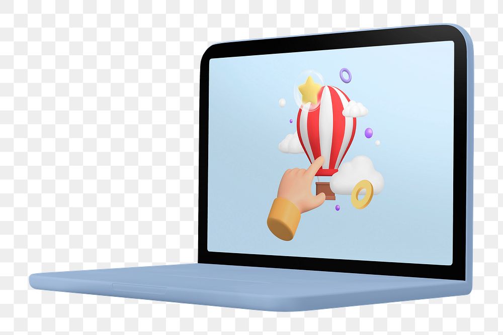 Laptop screen png, 3D balloon transparent background