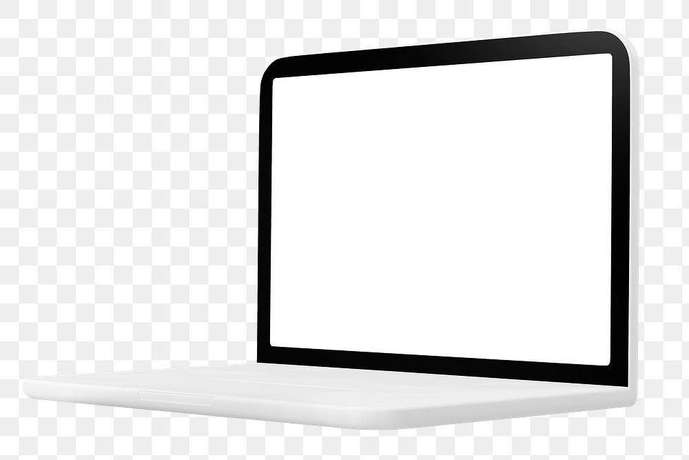 Laptop blank screen png, 3D digital device illustration transparent background