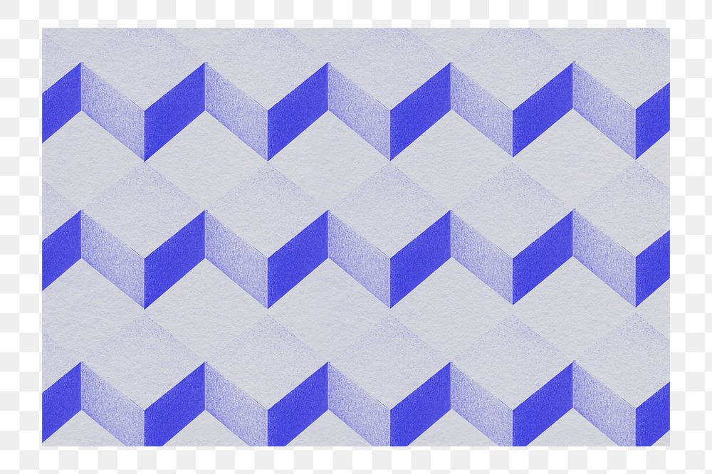 PNG 3D gray & indigo cubic pattern, transparent background