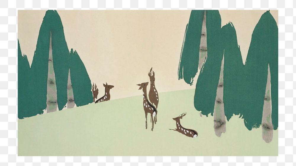PNG deer in forest, transparent background