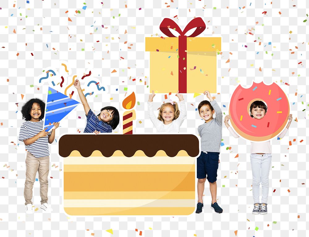 Kids png happy birthday, transparent background