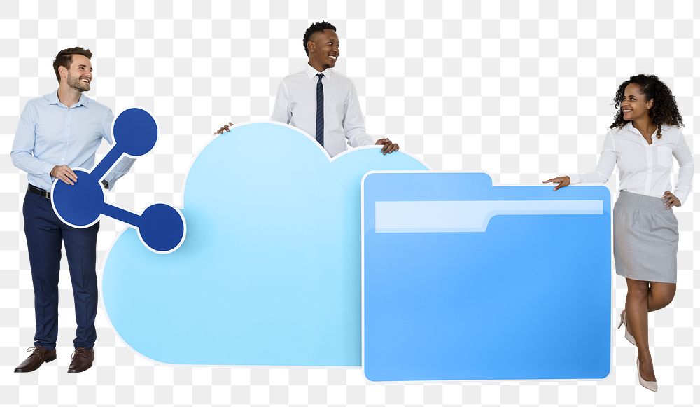 Internet & cloud technology png with people, transparent background