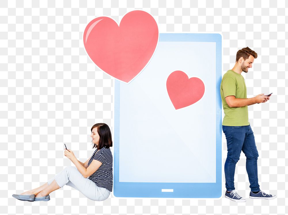 Couple texting png loving message to each other, transparent background